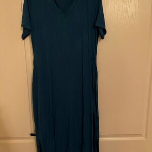 Teal V-Neck Women's Dress